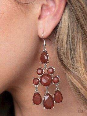 Paparazzi Jewelry Accessories - Afterglow Glamour - Brown Earrings - Vintage